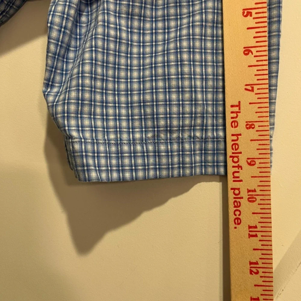 Ralph Lauren Boys Blue White Plaid Short Sleeve Button Down Shirt Size M 12-14